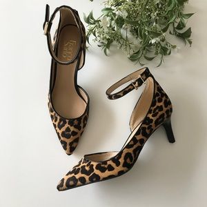 Franco Sarto animal print heels w/ ankle strap 8.5